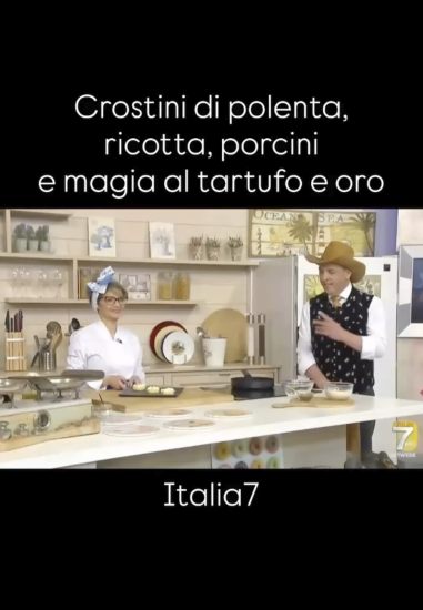 CROSTINI DI POLENTA, RICOTTA, PORCINI E MIELE AL TARTUFO